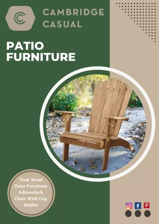 Teak Wood Patio Furniture Adirondack Chair With Cup Holder