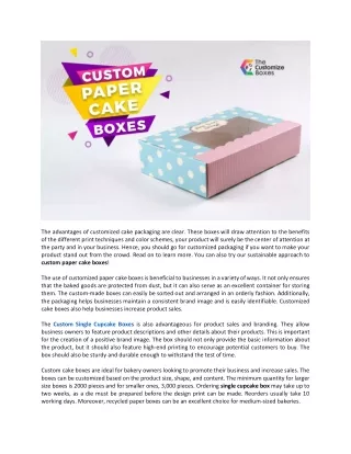 the advantages of customized cake packaging