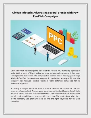 Obiyan Infotech_ Advertising several brands with Pay-Per-Click campaigns