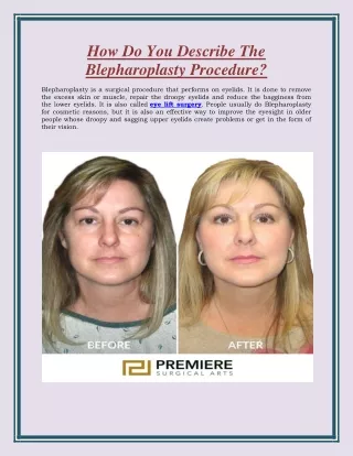 how do you describe the blepharoplasty procedure