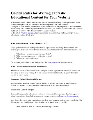 Golden Rules for Writing Fantastic Educational Content for Your Website