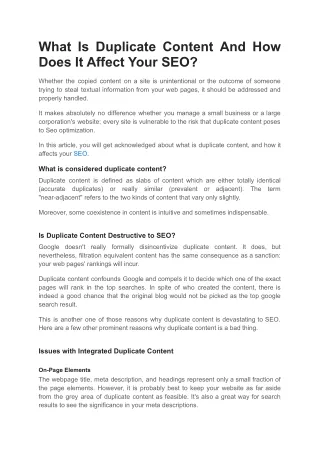 What Is Duplicate Content And How Does It Affect Your SEO