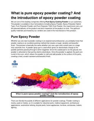What is pure epoxy powder coating_ And the introduction of epoxy powder coating