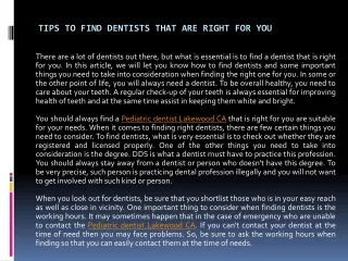 tips to find dentists that are right for you