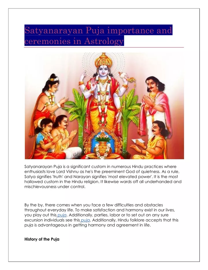 satyanarayan puja importance and ceremonies