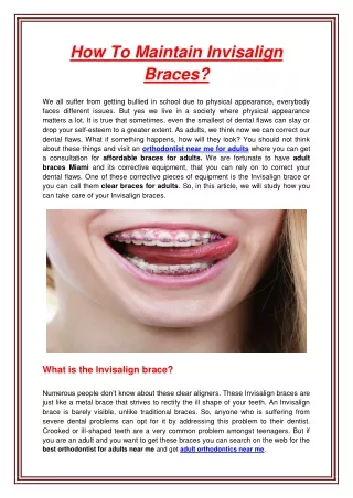 how to maintain invisalign braces