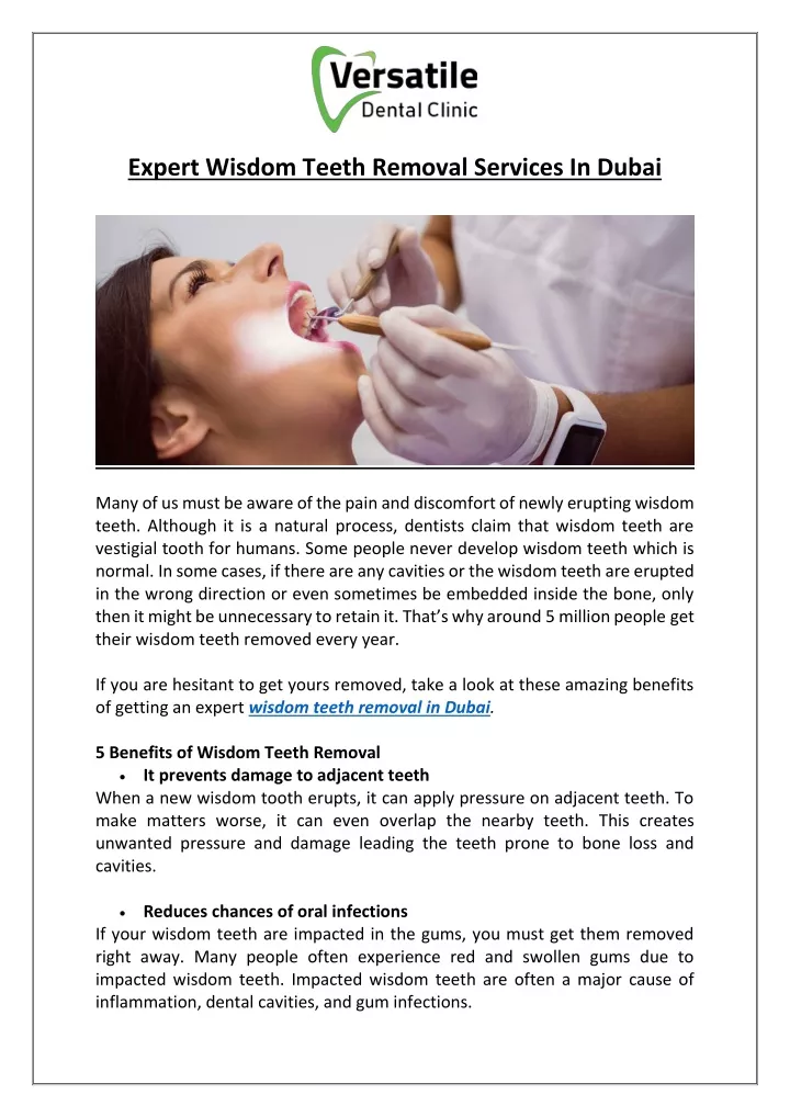 expert wisdom teeth removal services in dubai