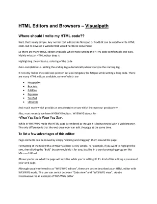 HTML Editors and Browsers