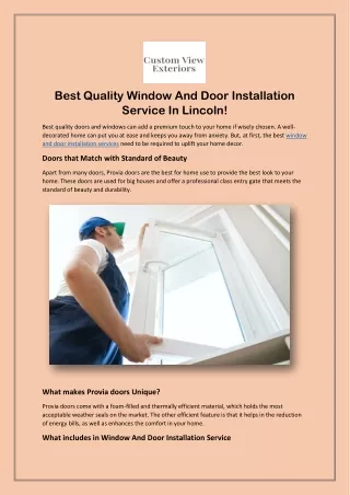 Hire an Expert for window and door installation services