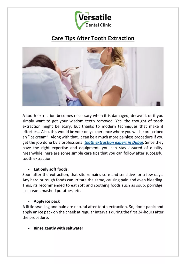 care tips after tooth extraction