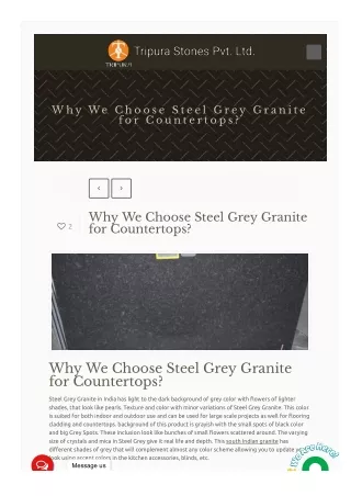 Steel Grey Granite in India - Supplier and exporter from india