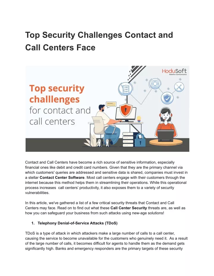 top security challenges contact and call centers