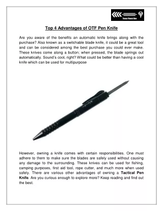 Top 4 Advantages of OTF Pen Knife