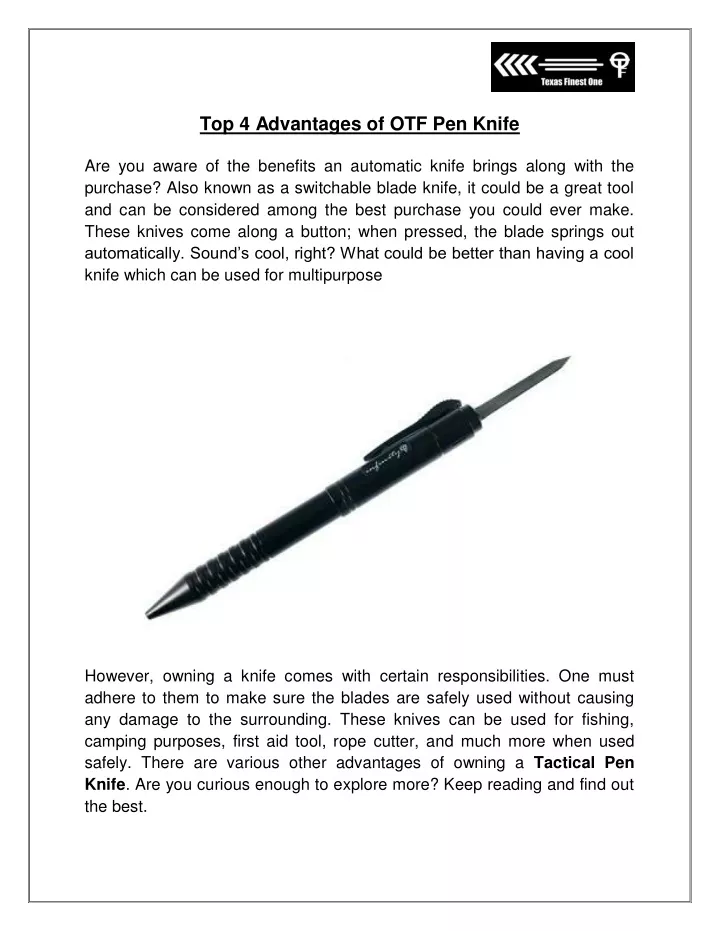 top 4 advantages of otf pen knife are you aware