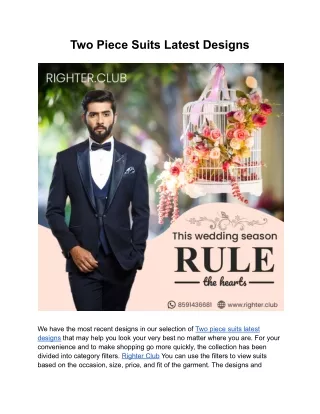 Two Piece Suits Latest Designs