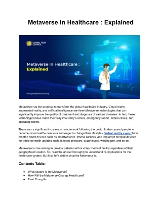 Metaverse In Healthcare : Explained