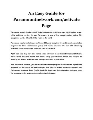 an easy guide for paramountnetwork con activate
