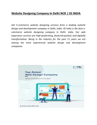 Web Desingning Company In Delhi NCR | IIS INDIA