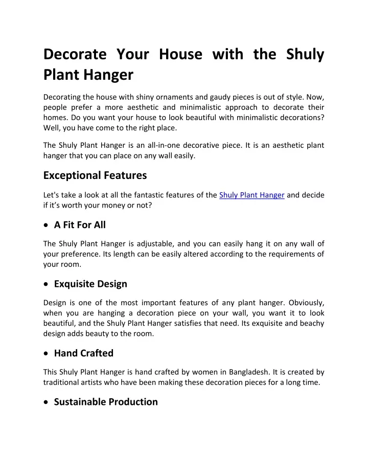 decorate your house with the shuly plant hanger