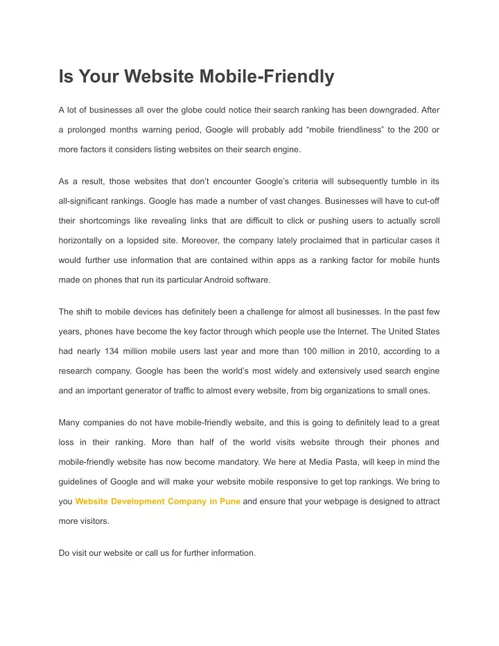 is your website mobile friendly
