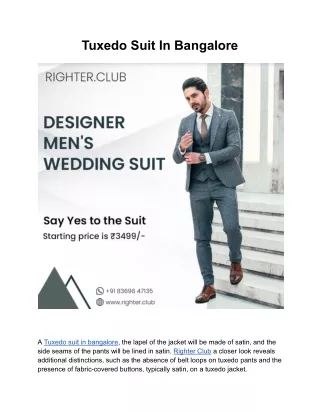 Tuxedo Suit In Bangalore