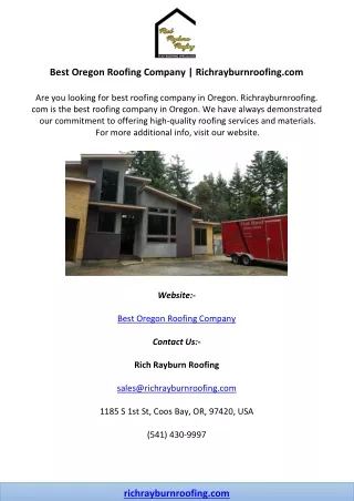 Best Oregon Roofing Company | Richrayburnroofing.com