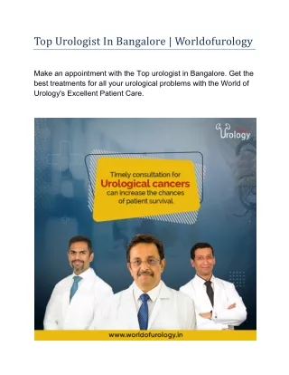 top urologist in bangalore worldofurology