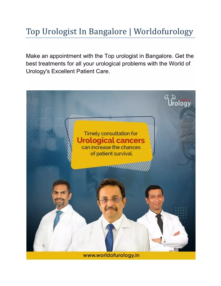 top urologist in bangalore worldofurology