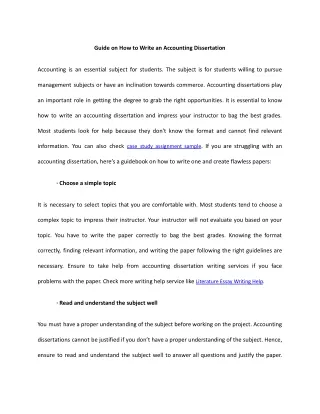 guide on how to write an accounting dissertation