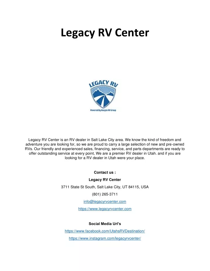 legacy rv center
