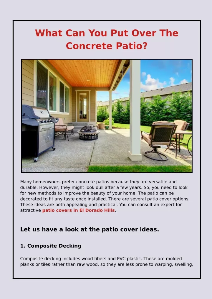 what can you put over the concrete patio