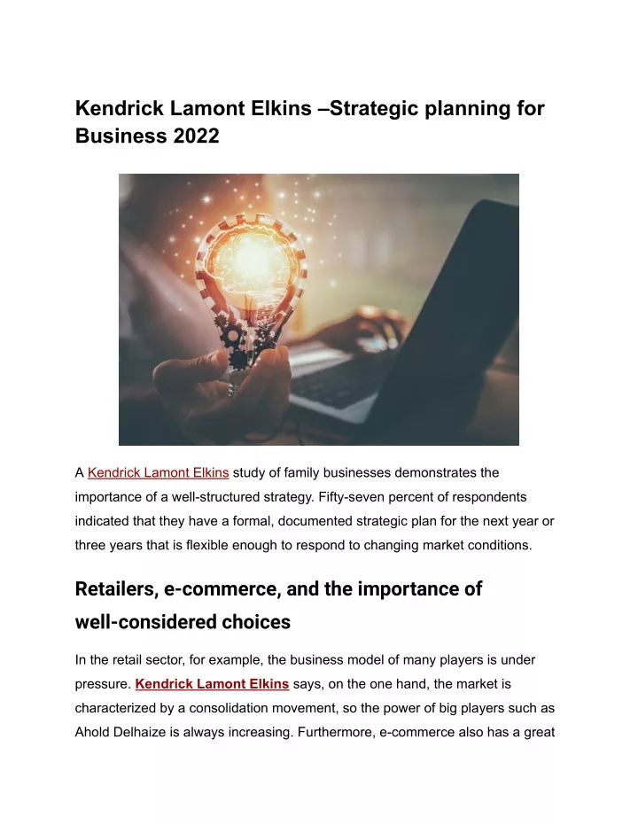 kendrick lamont elkins strategic planning