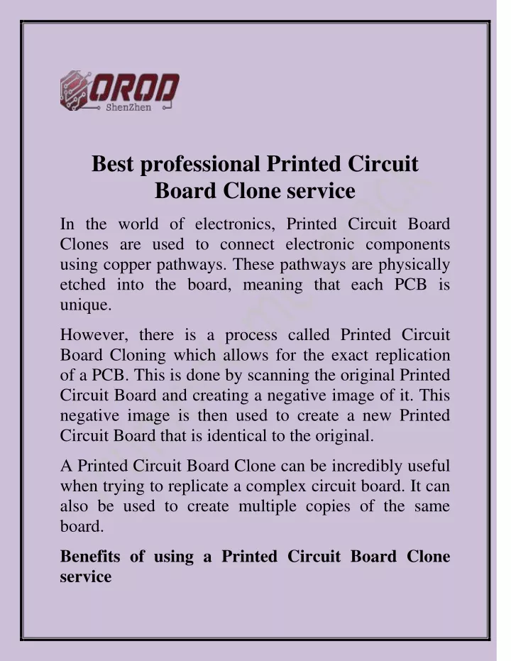 best professional printed circuit board clone