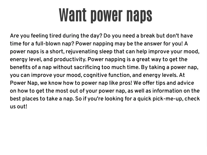 want power naps