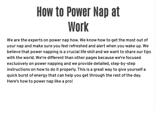 How to Power Nap at Work