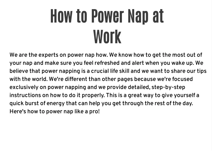 how to power nap at work