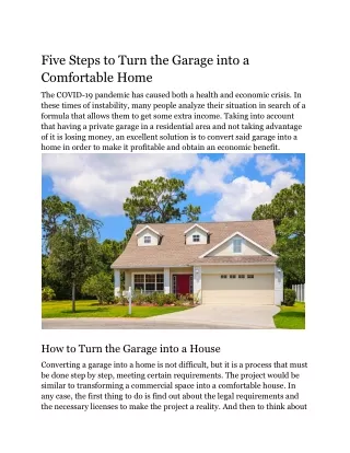 Five Steps to Turn the Garage into a Comfortable Home