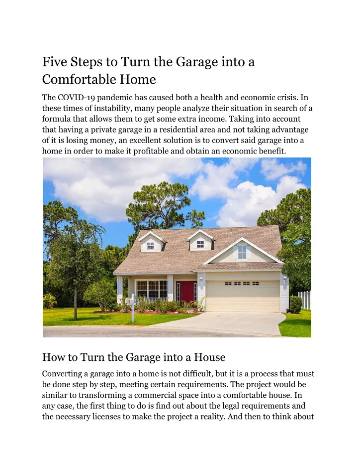 five steps to turn the garage into a comfortable