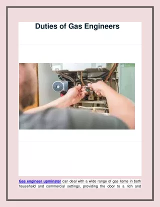 duties of gas engineers