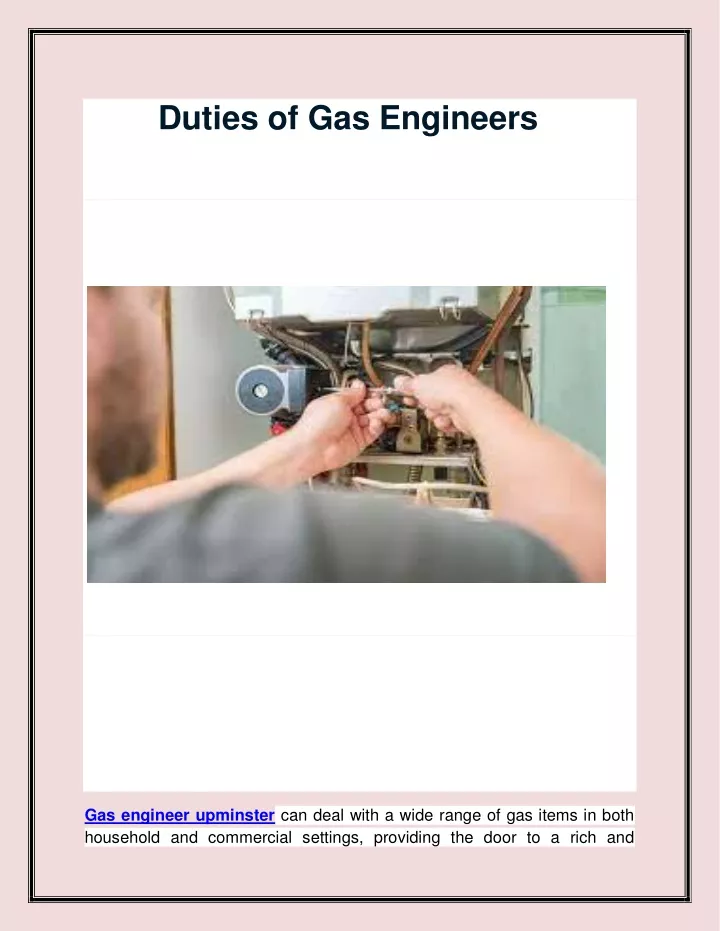 duties of gas engineers