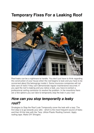 Temporary Fixes For a Leaking Roof