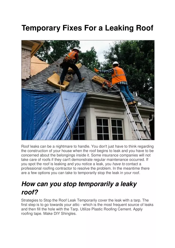 temporary fixes for a leaking roof