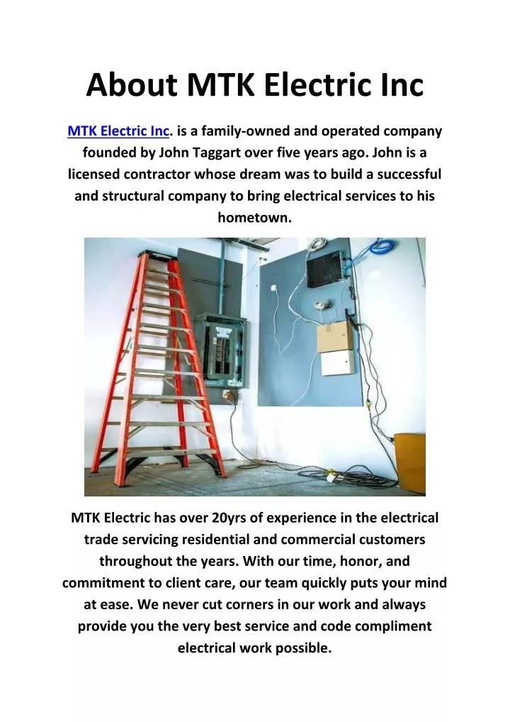 about mtk electric inc