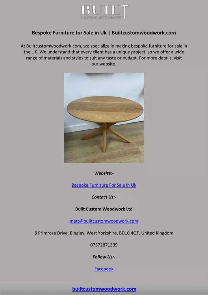 bespoke furniture for sale