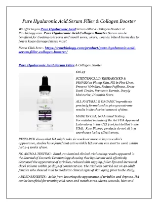 pure hyaluronic acid serum filler collagen booster