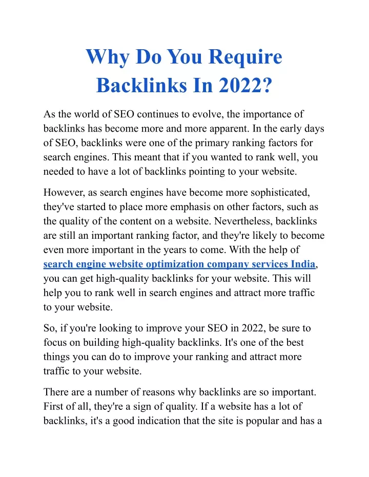 why do you require backlinks in 2022