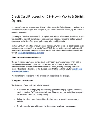 Credit Card Processing 101 - How It Works & Best Options