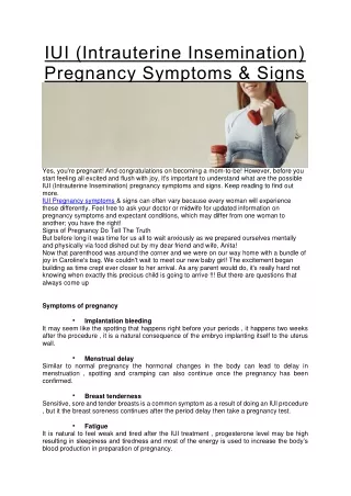 IUI (Intrauterine Insemination) Pregnancy Symptoms & Signs
