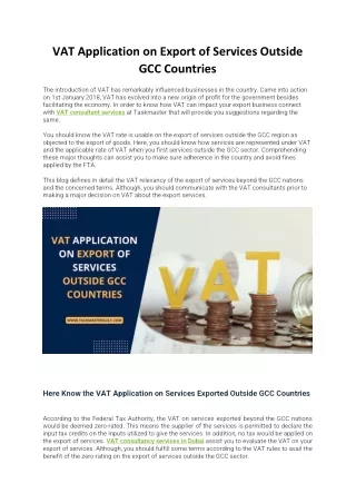 vat application on export of services outside