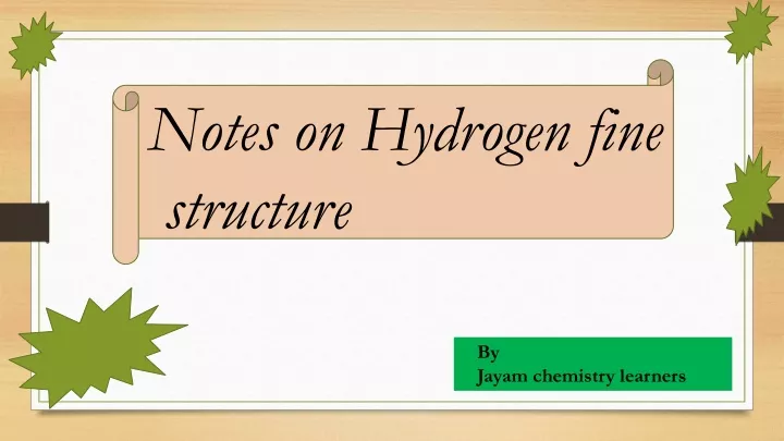 notes on hydrogen fine structure